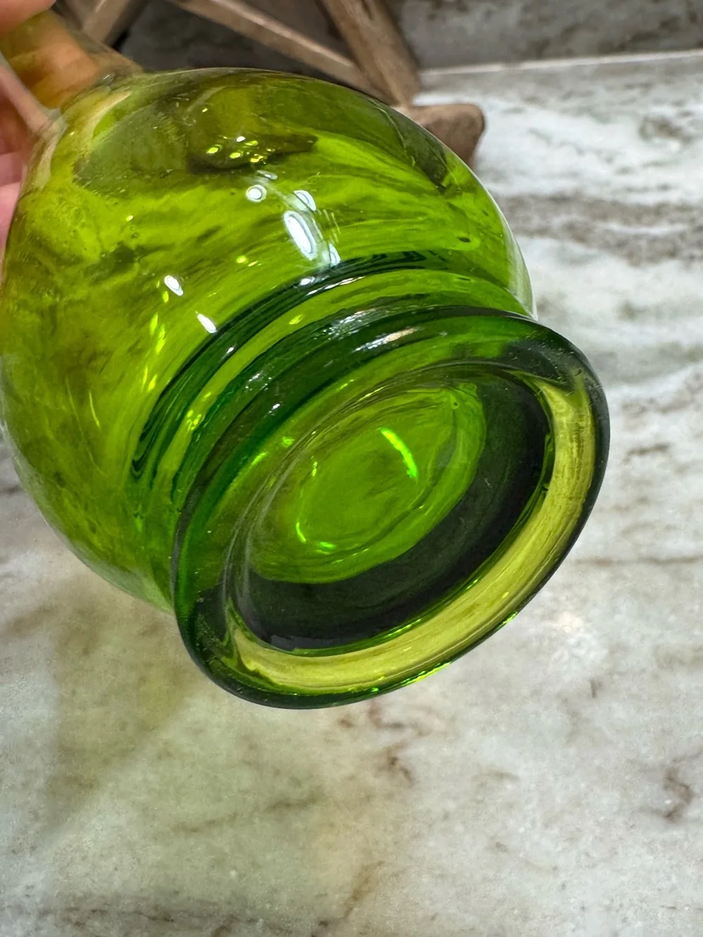 Vintage Viking Avocado Green Swung Glass Bud Vase MCM